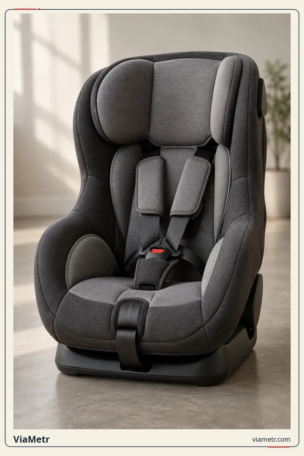 An unoccupied and uninstalled child car seat. Generic illustration, not certification or installation guidance.